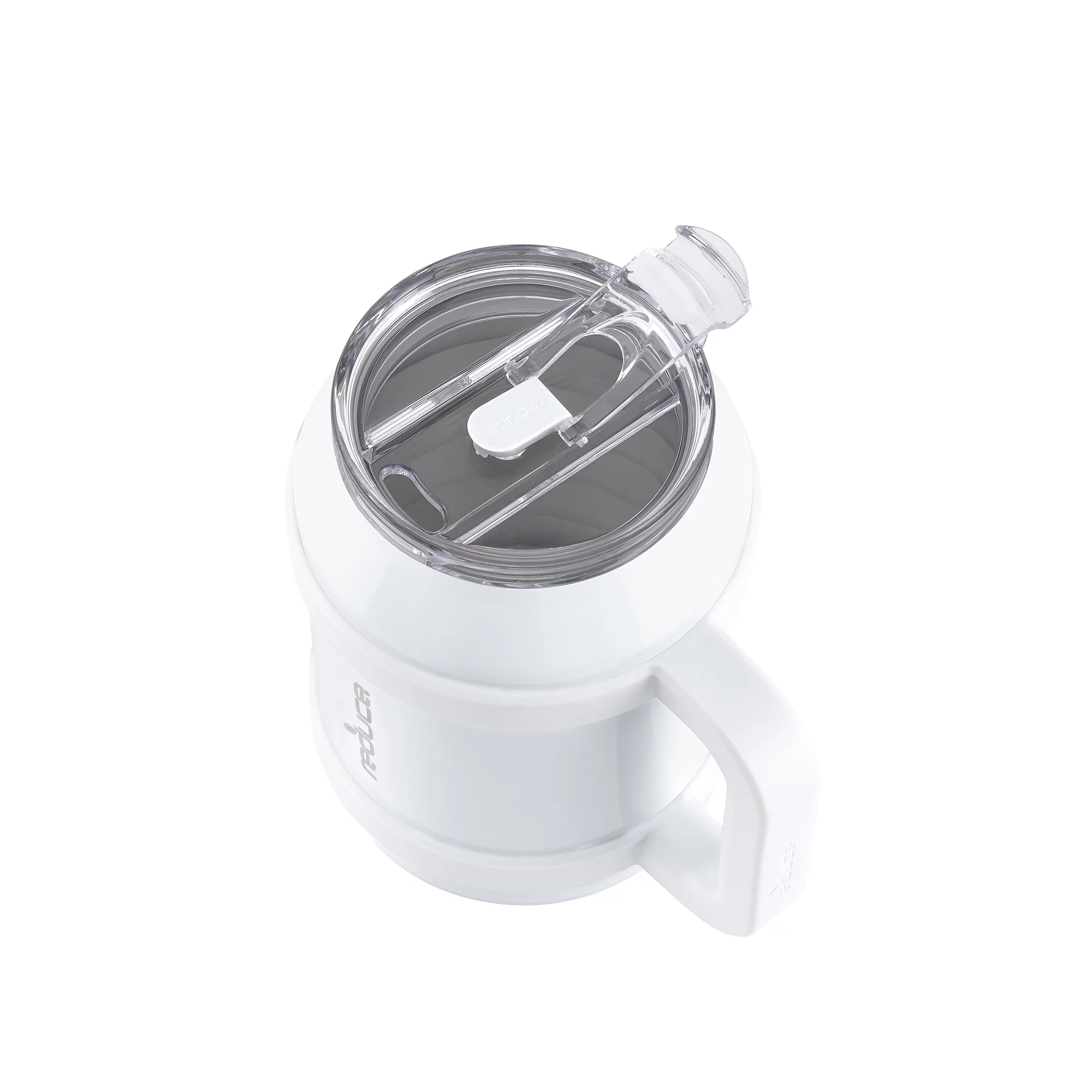 Reduce Vacuum Insulated Stainless Steel Cold1 Mug with Lid and Straw, White, 50 fl oz