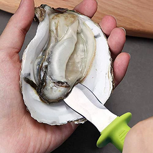DragonFruitee Oyster Shucking Knife, Commercial Grade Shellfish tool With Ergonomic Grip And Anti-Slip Handle, Good For Kithen And Outdoor Use, Lemon Yellow/Silver (1 Count)