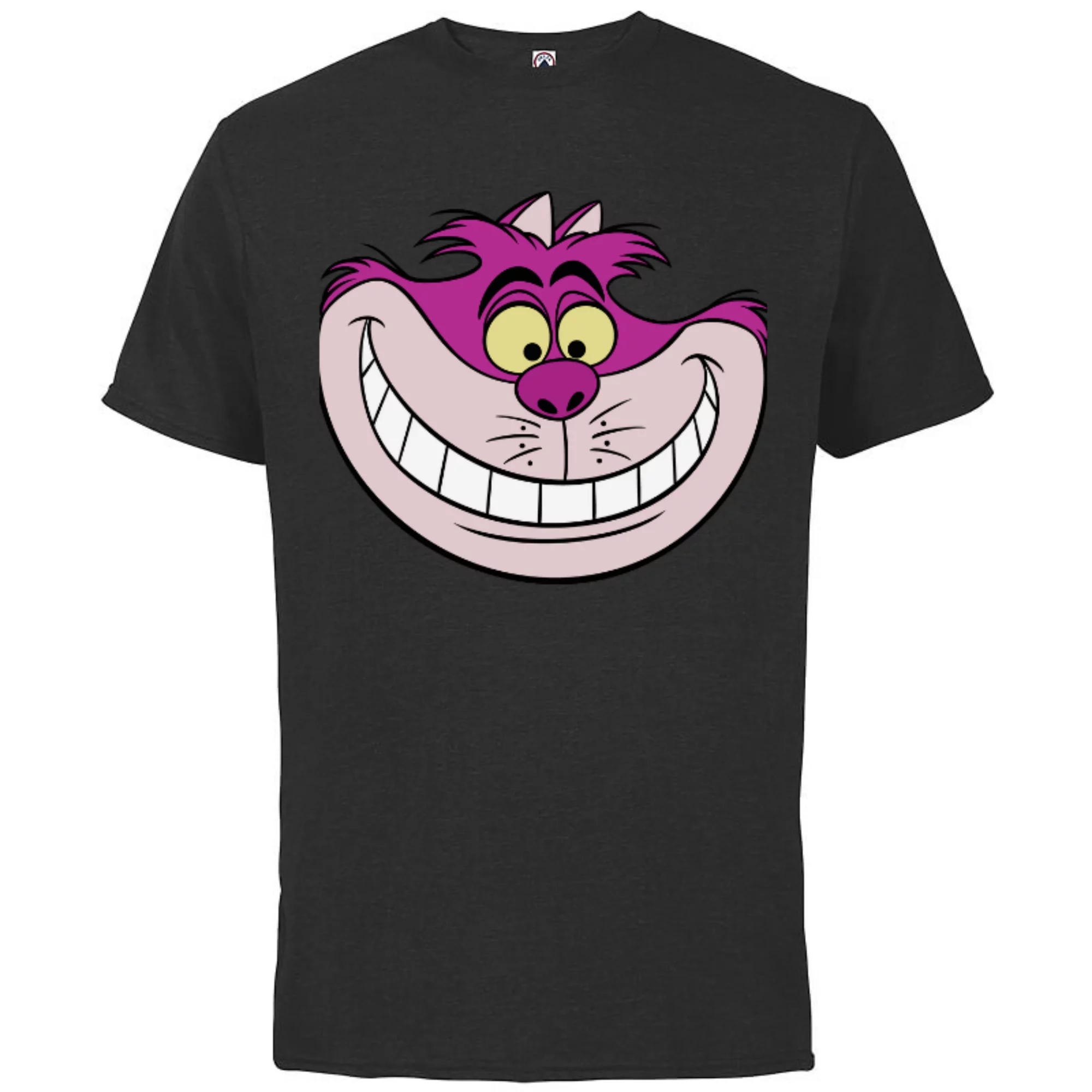 Disney Alice in Wonderland Cheshire Cat Grin - Short Sleeve Cotton T-Shirt for Adults - Customized-Black