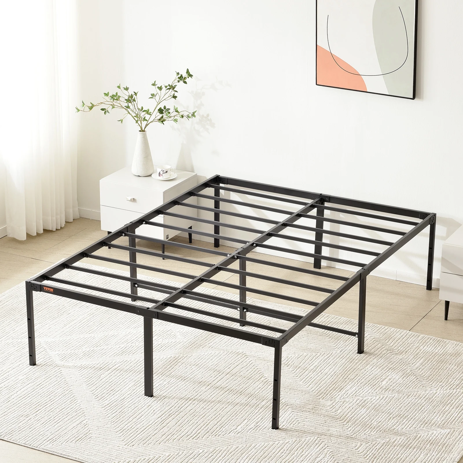 BENTISM Full Size Bed Frame 18 inch Metal Bed Frame Platform 1500 lbs Noise Free