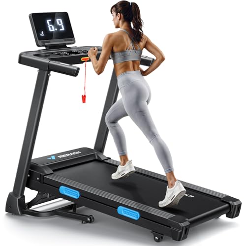 MERACH Foldable Treadmill with Incline, 7.5MPH Quiet Treadmills for Home with Double Deck Technology, 4 Silicone Shock Cushion, Heart Rate Monitoring,16.5