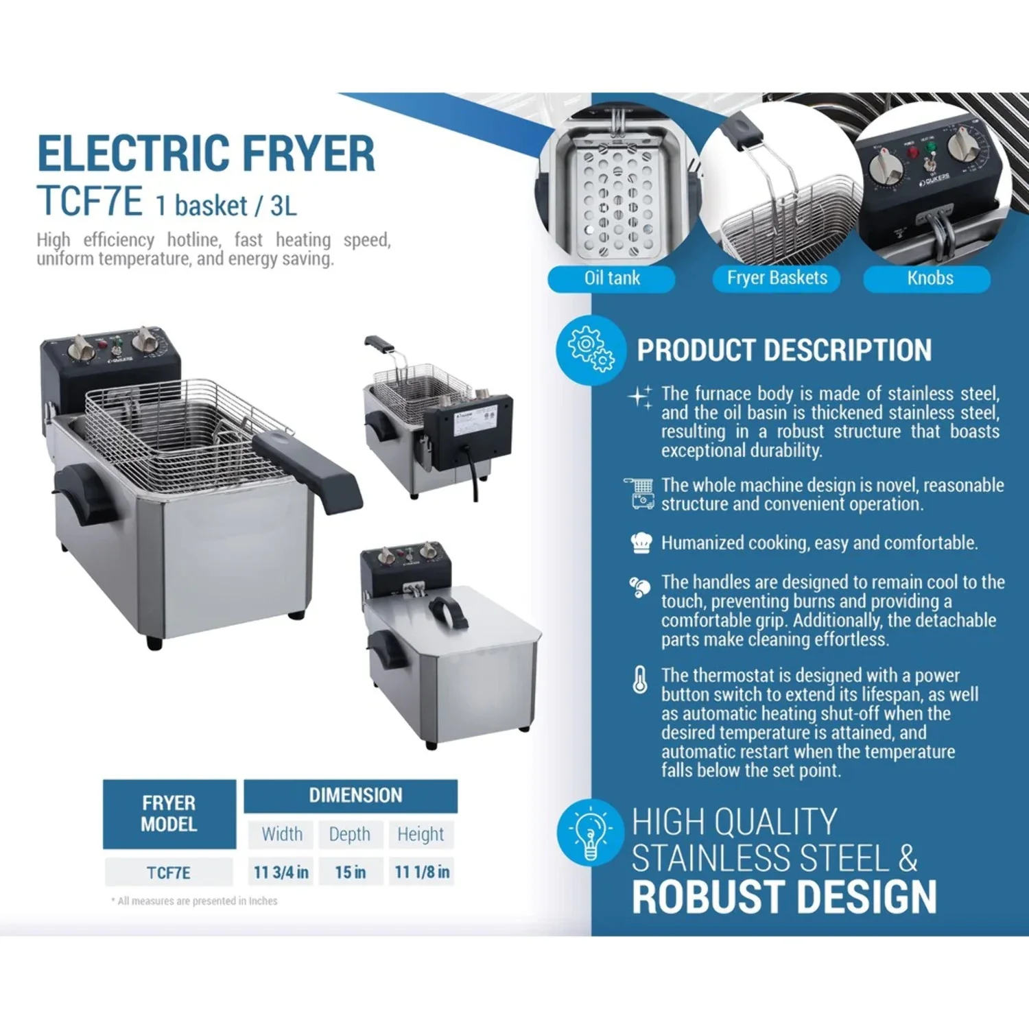 West Kitchen WTCF7E 7lb. Single Basket 120V Electric Countertop Fryer