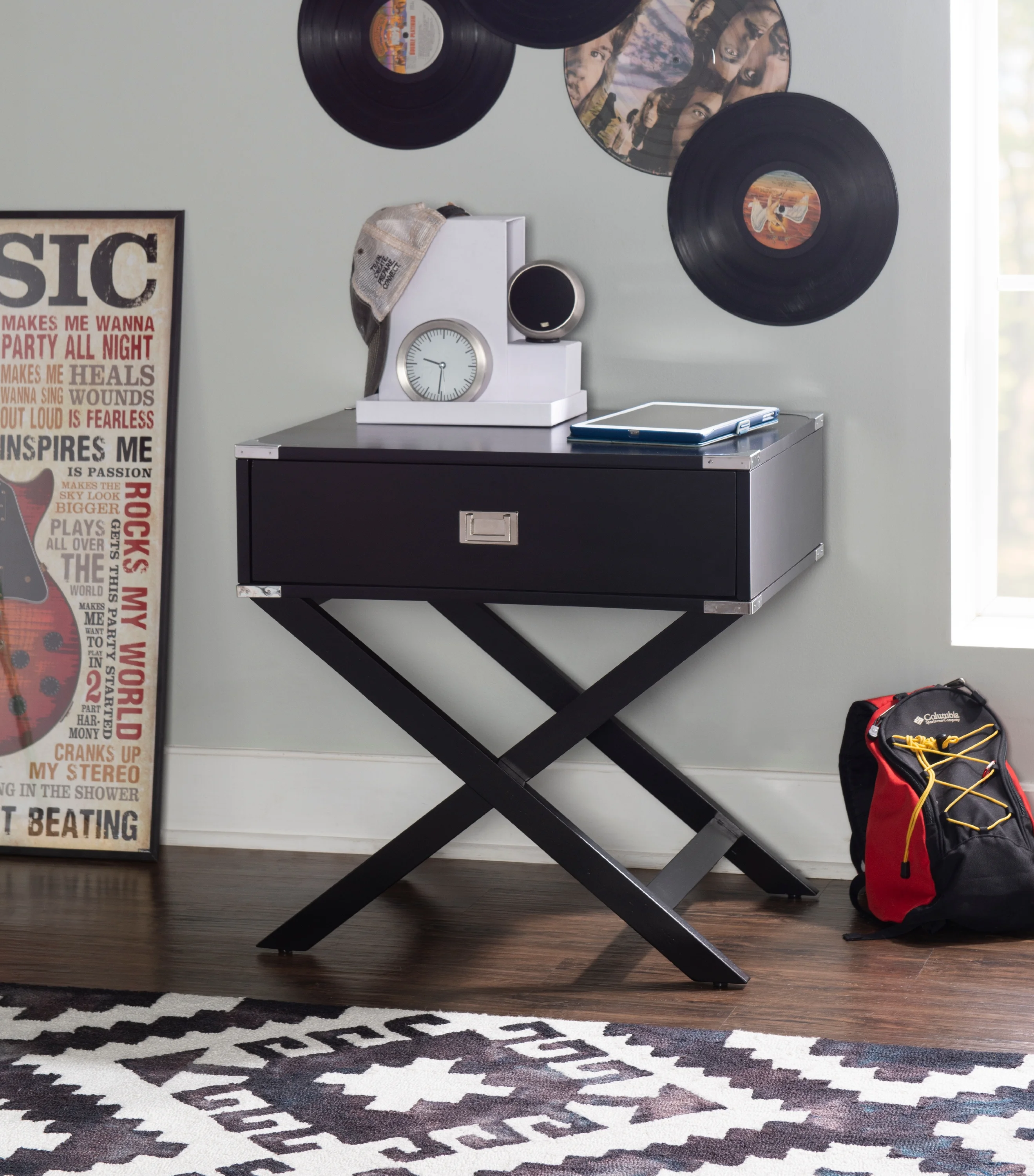 Linon Lakelyn Single Drawer Indoor Accent Side Table, 24