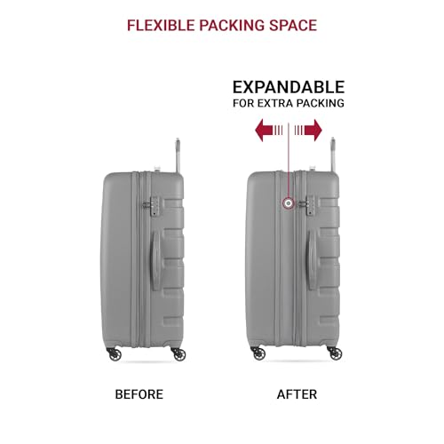 SwissGear 7366 Hardside Expandable Luggage with Spinner Wheels, White, Carry-On 19-Inch