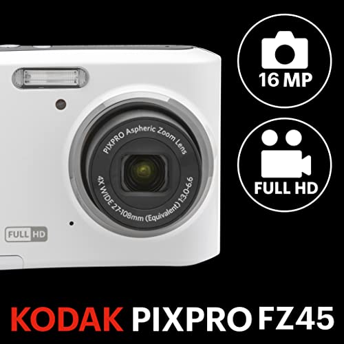 KODAK PIXPRO Friendly Zoom FZ45-BK 16MP Digital Camera with 4X Optical Zoom 27mm Wide Angle and 2.7