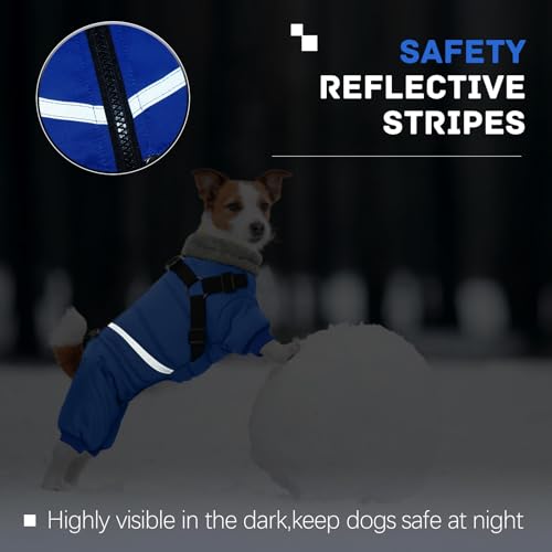 BRKURLEG Black Dog Coat with Harness, Dog Winter Jacket, Dogs Onesie Body Warm Jackets, Small Dogs Winter Coats Reflective Windproof Warm Cold Weather Coats, Pet Waterproof Jacket Hiking XL