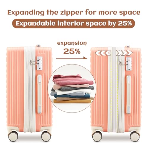 imiomo 20 Inch Expandable Carry on Luggage Sets with Spinner Wheels, Hard Shell Lightweight Rolling Travel Carry-on Suitcase with TSA Lock, Black