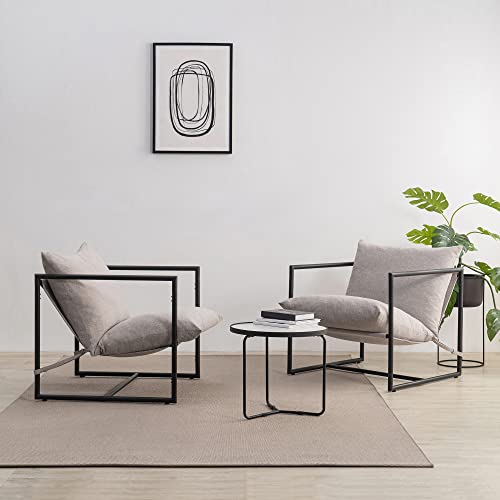 ZINUS Aidan Sling Accent Chair, Metal Framed Armchair with Shredded Foam Cushioning, Black