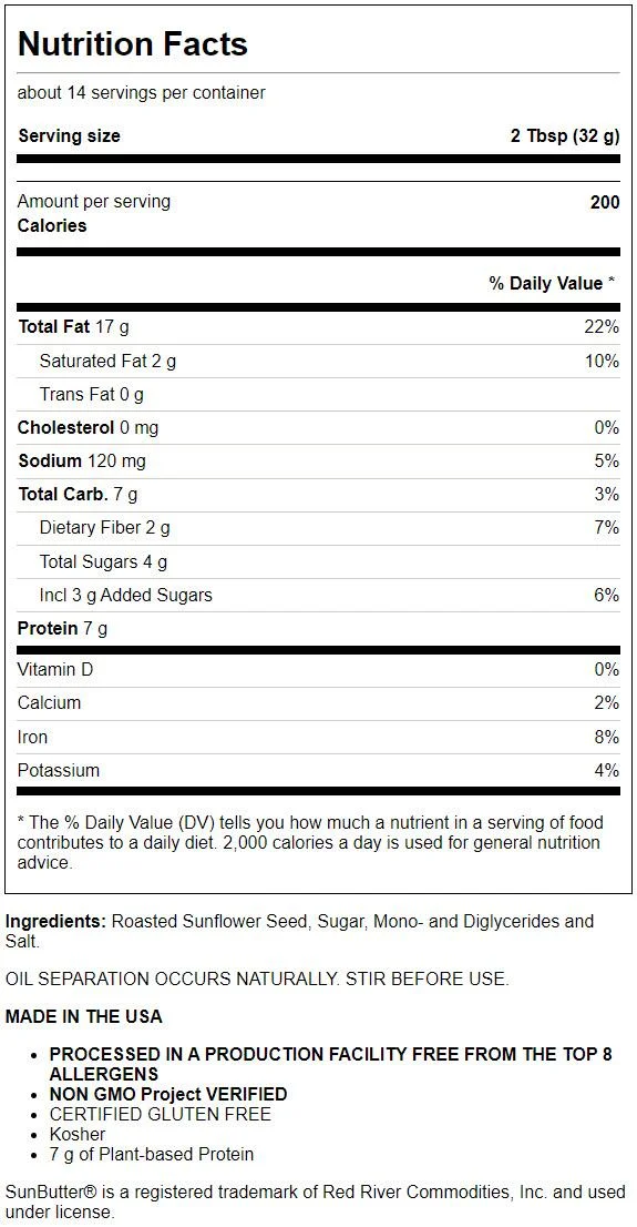 SunButter Creamy Sunflower Butter, 16 oz