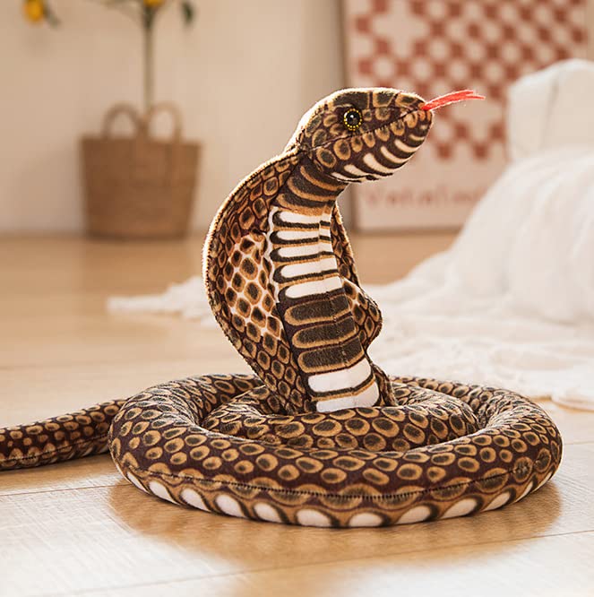 67Inch Cobra Plush Stuffed Animal Snake Cobra Snake Plush Toy Large King Cobra Stuffed Animal Snake Zoologist Halloween Costume Realistic Python Naja Cobra Plushies Toys Snake Party Prank Props