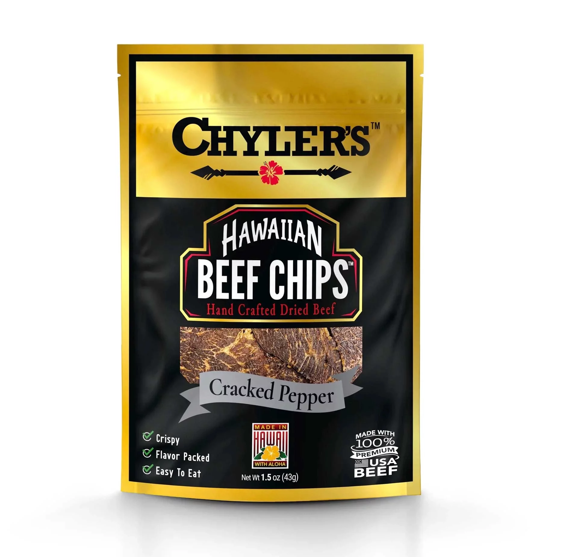 Chyler's Hawaiian Beef Chips - Cracked Pepper (Pack of 3)