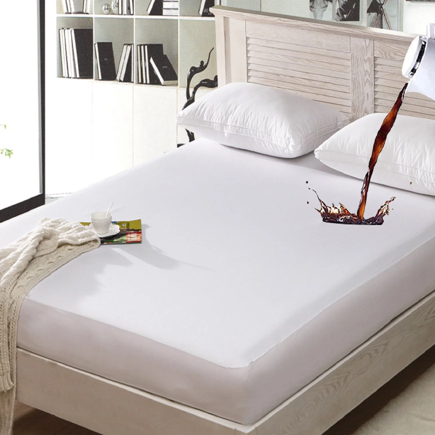 Queen Mattress Protector Waterproof Mattress Pad Cover Breathable Hypoallergenic Bed Cover Noiseless, up to 16 Inches Deep Pocket, 60