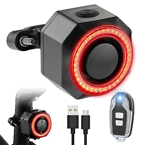 Bicycle Horn Bike Alarm Smart Bike Tail Light Bike Brake Light Auto ON/Off Rear Bike Light Waterproof Rechargeable Antitheft Alarm