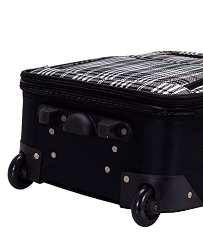 Rockland Fashion Softside Upright Luggage Set, Expandable, Black Plaid, 2-Piece (14/19)