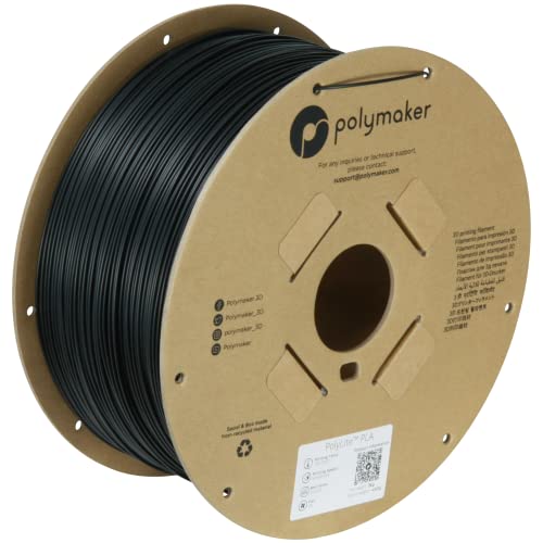 Polymaker PLA Filament, Black 3D Printing PLA Filament 1.75mm 1kg - PolyLite 3D Printer PLA Filament, Dimensional Accuracy +/- 0.03mm, Compatible with Most 3D Printer, Black