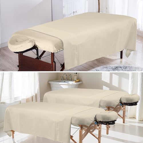 4 Sets Premium Microfiber Massage Table Sheets Set 3 Piece Set Includes Massage Table Cover Fitted Sheet and Fitted Face Rest Cover, White