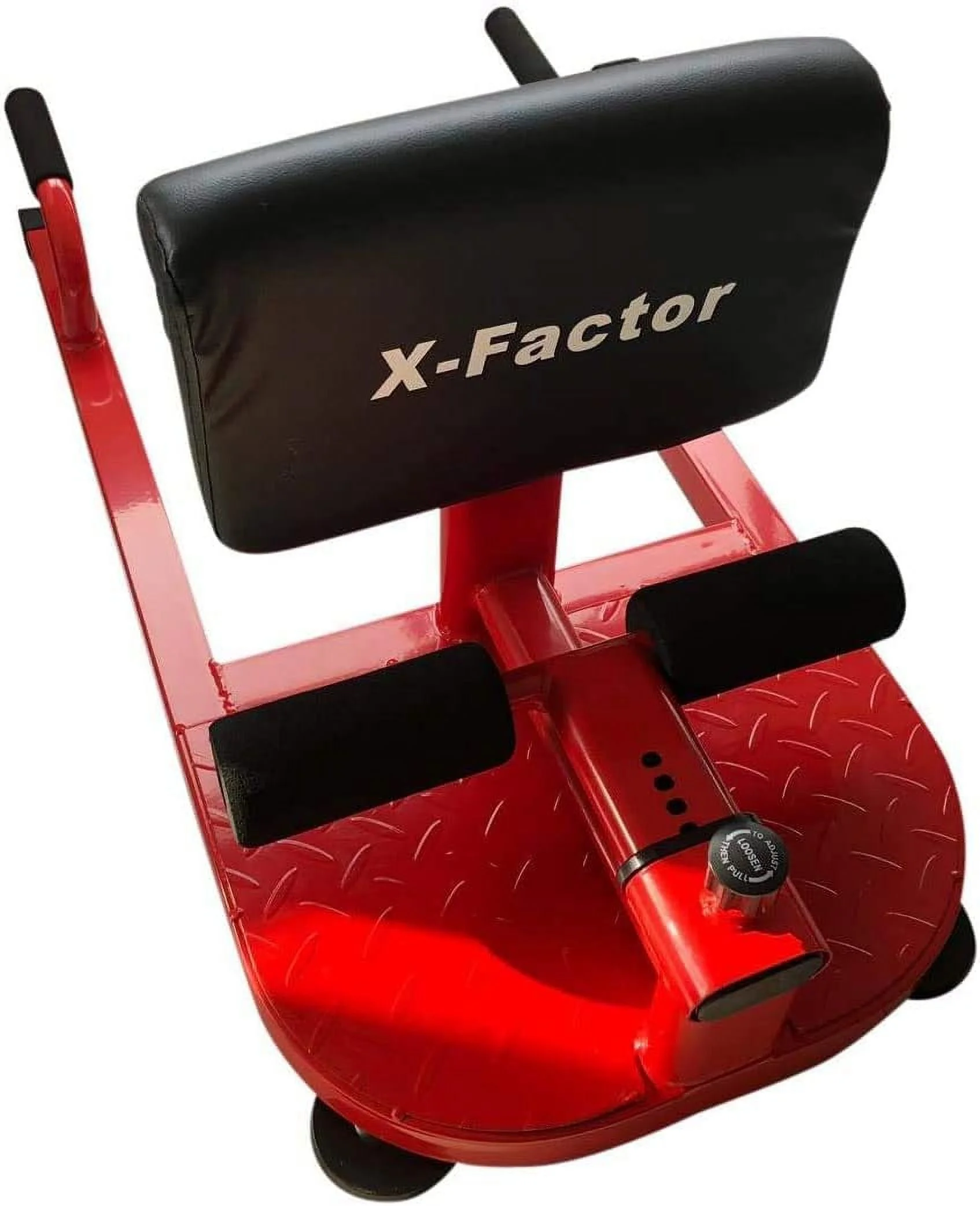 Iron Bar Deluxe Multi-Function Deep Sissy Squat Bench 8-in-1 Home Gym Workout Station Leg Exerciser for Strong Quads/Glutes + 2 Handles, Ab Core Workout Training Push Up Sit Up Exercise Machine Red