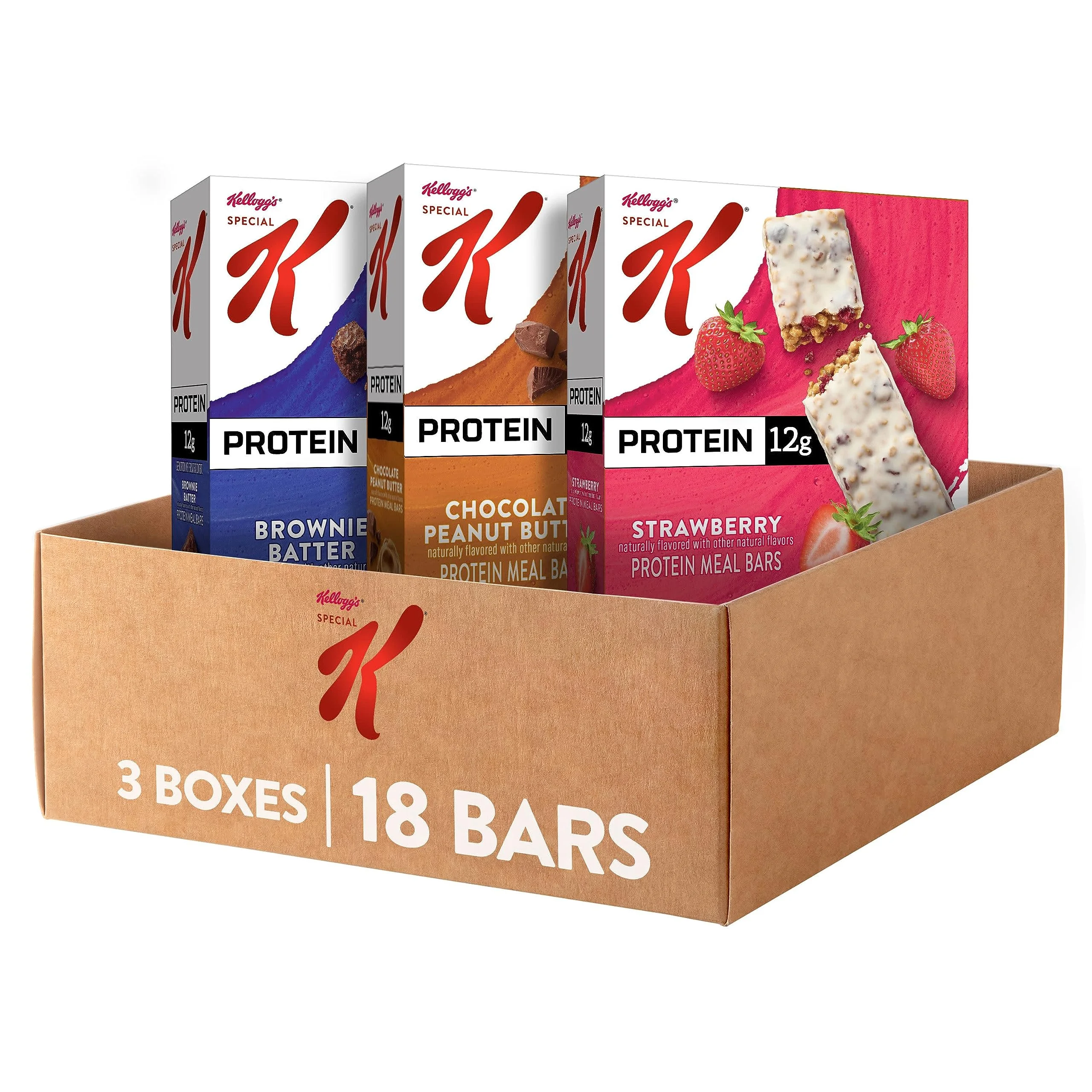 Kellogg,S Special K Protein Meal Bars, Meal Replacement, Bulk Protein Snacks, Variety Pack (3 Boxes, 18 Bars)