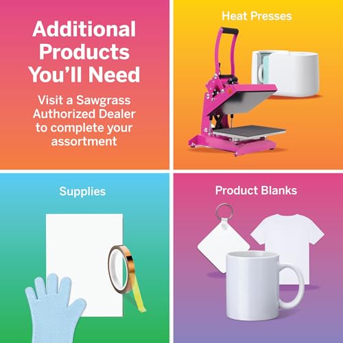 Sawgrass SG500 Sublimation Printer Starter Bundle | Includes Professional Dye-Sublimation Printer, SubliJet UHD Inks & TruePix Sublimation Paper | Wi-Fi Connectivity | Create Custom Designs
