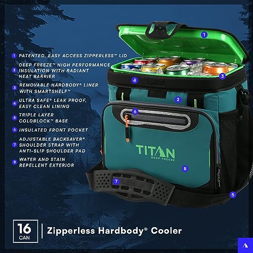 Arctic Zone Titan Deep Freeze Cooler - Zipperless Hardbody Cooler - Small & Large Capacity- Beach & Camping Cooler - Deep Freeze Insulation, HardBody Liner, and SmartShelf