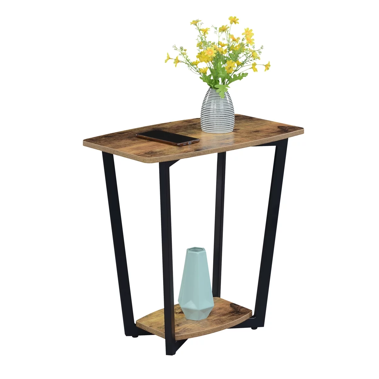 Convenience Concepts Graystone End Table with Shelf, Barnwood/Black Frame