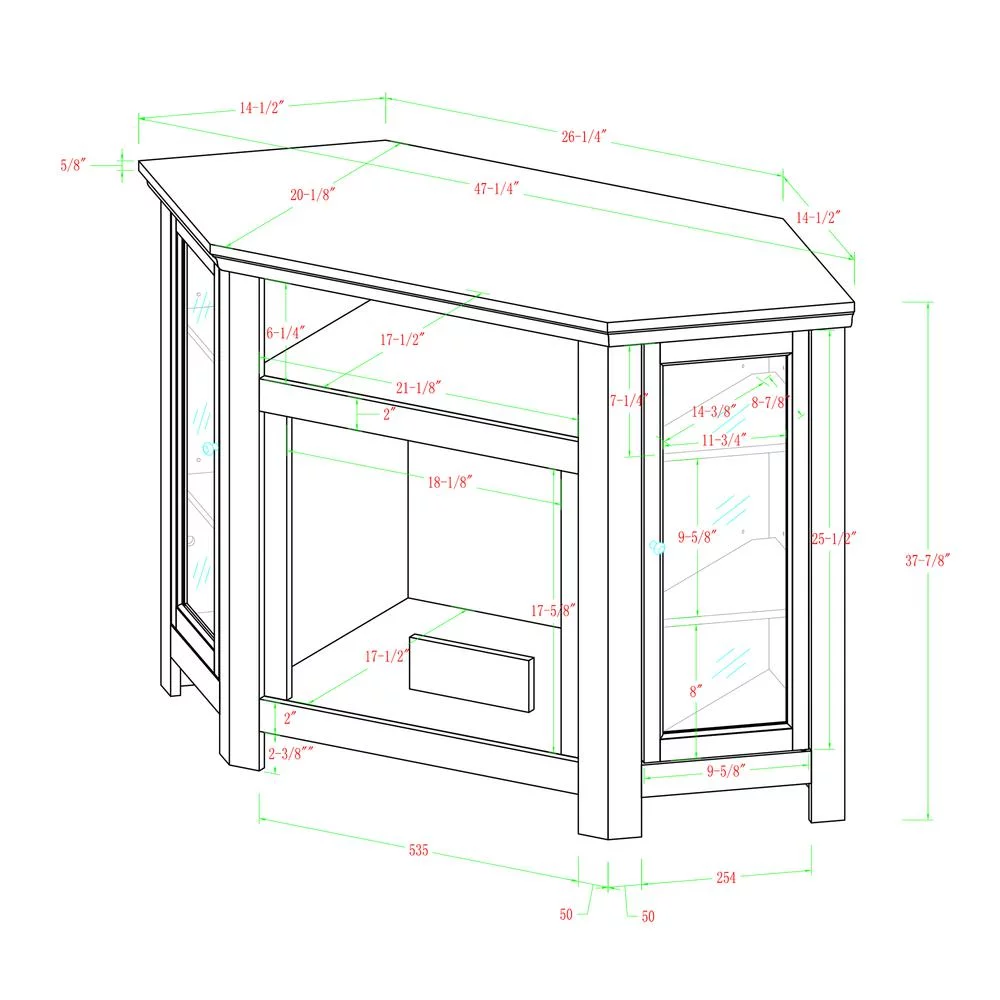 Walker Edison Black Corner Fireplace TV Stand for TVs Up to 50