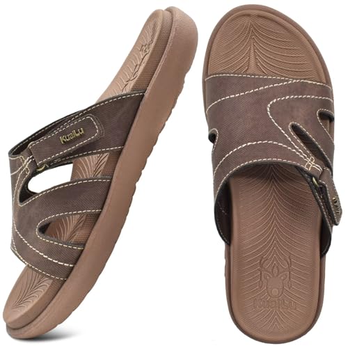 KuaiLu Womens Fashion Orthotic Slides Ladies Lightweight Athletic Yoga Mat Sandals Slip On Thick Cushion Slippers Sandals With Comfortable Plantar Fasciitis Arch Support