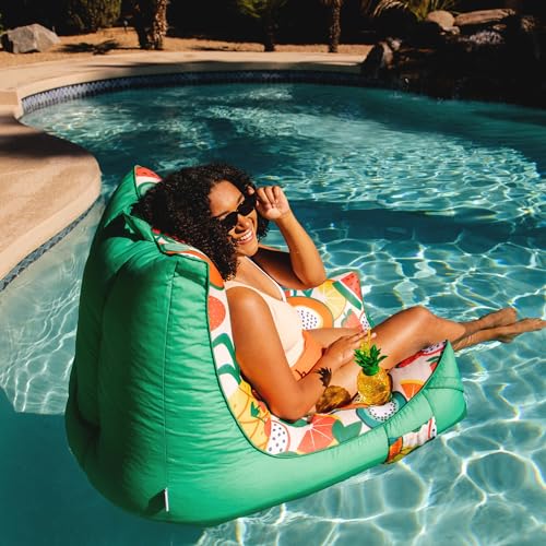 Big Joe Captain's Float No Inflation Needed Pool Lounger, Double Sided Mesh, Quick Draining Fabric
