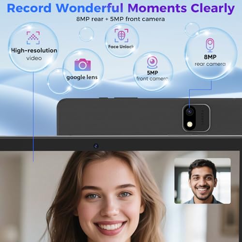 Android Tablet with Keyboard, 26GB RAM, 256GB ROM(1TB Expand), 10.1 inch Android 14 Tablet, 8000mAh Battery, BT 5.0, GMS Certified, 2.4G&5G WiFi, 2 in 1 Tablets with Mouse, Case, Stylus(Black)