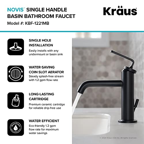 KRAUS Ramus Single Handle Vessel Sink Bathroom Faucet with Pop-Up Drain in Brushed Gold, KVF-1220BG