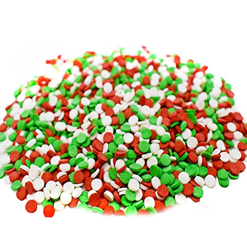 Confetti Christmas Sprinkles - 12 Oz Resealable Stand Up Candy Bag - Christmas Themed Holiday Sprinkle Mix - White, Green, and Red Quins - Bulk Sprinkles for Baking and Decorating