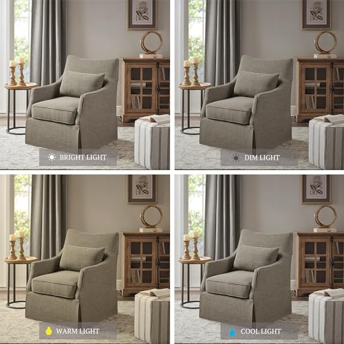 Martha Stewart London Swivel Chair - Solid Wood & Plywood, Skirted Metal Base Accent Armchair, Lumbar Pillow -Modern Classic Family Room Sofa Furniture Bedroom Lounge, 28