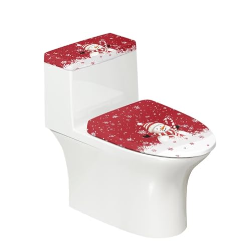Christmas Bow Bell Toilet Tank Lid Cover and Toilet Seat Lid Cover 2 Pcs Set Toilets Covers with Elastic Cloth Fits Most Toilets Tanks & Lids
