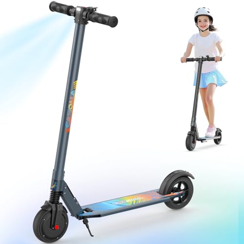 Caroma Electric Scooter for Kids Ages 6-14, 250W Motor, Max 16 Miles & 15 Mph, 3 Speeds Adjustable, LED Display & Foldable, Double Safe Brake, Electric Scooter for Kids Teens Ages 8-18