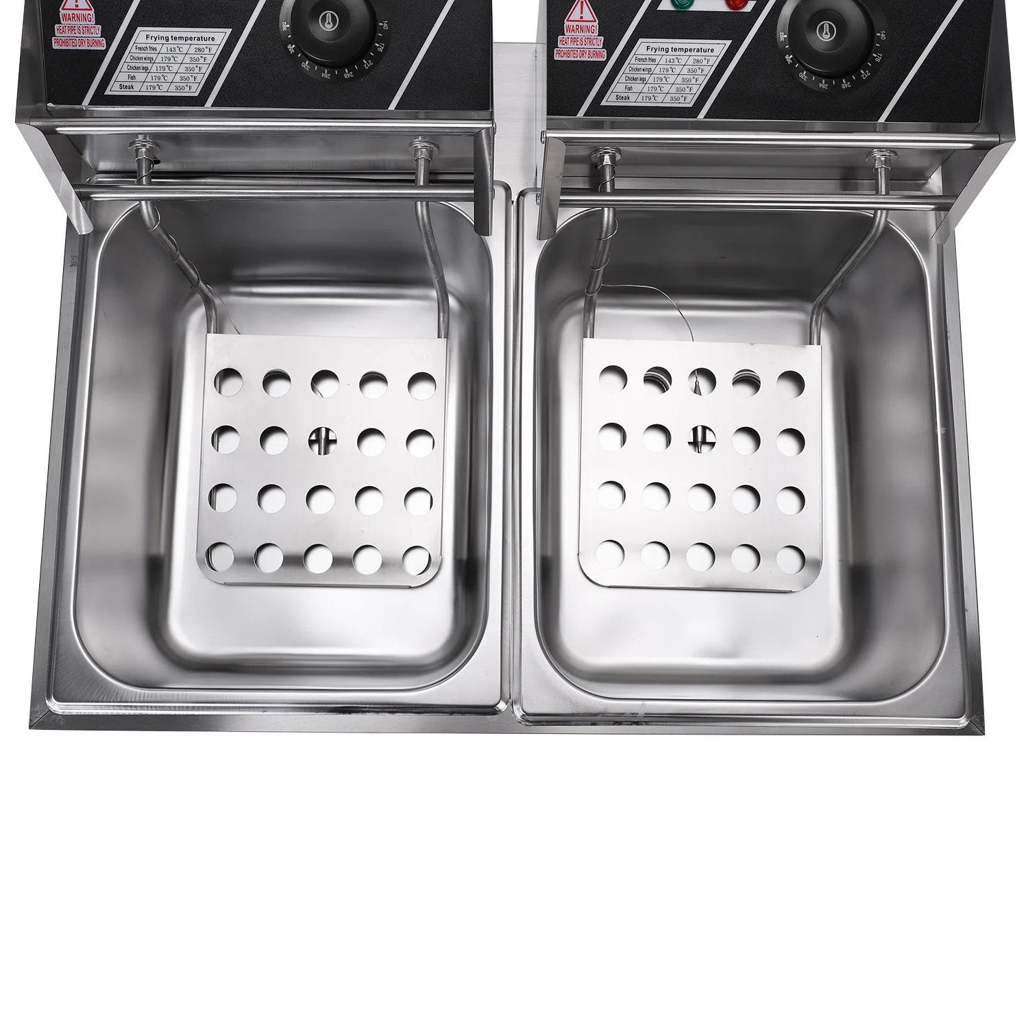 Double Cylinder Deep Fryer, 12.7QT 5000W Electric Fryer with Basket Countertop Oil Fryer
