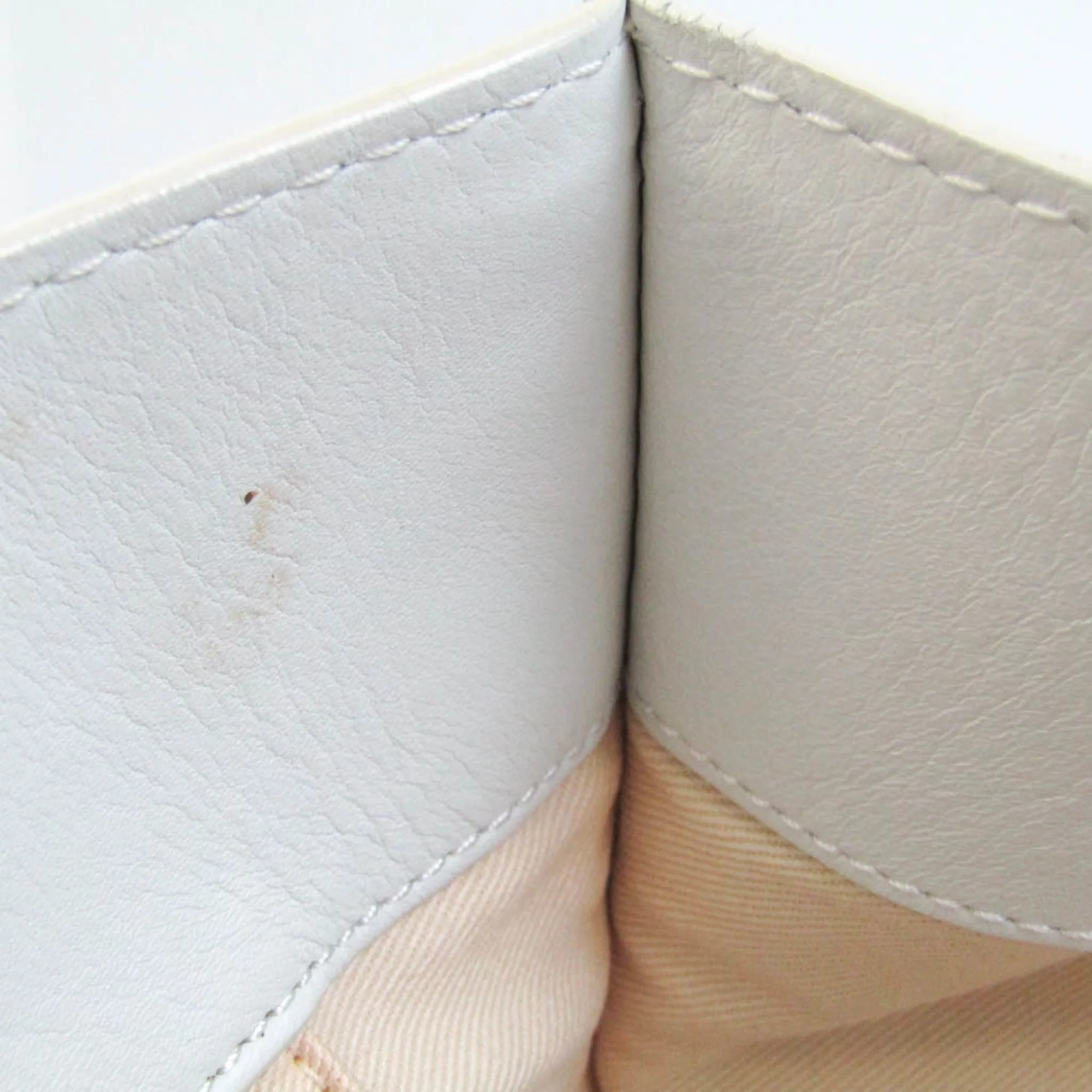 Pre-Owned Loewe Crown Logo Stitch Women's Leather Shoulder Bag,Tote Bag White (Good)