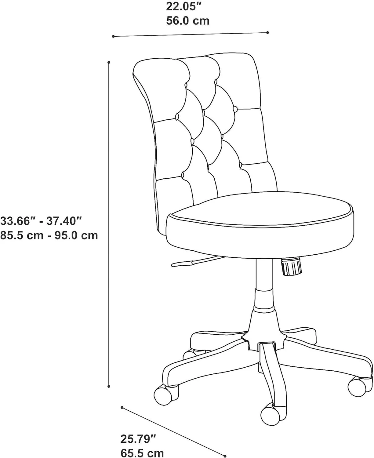 Key West Back Tufted Office Chair, Light Gray Fabric