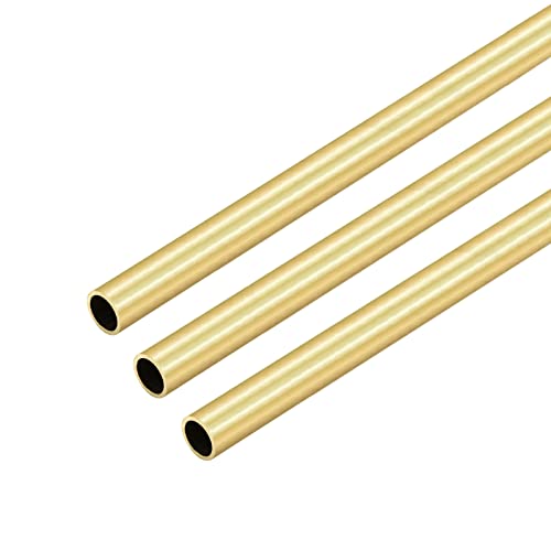 VictorsHome Brass Round Tube, 0.5mm Wall Thickness 300mm Length Metal Seamless Straight Pipe Tubing for DIY Crafts Model 3pcs