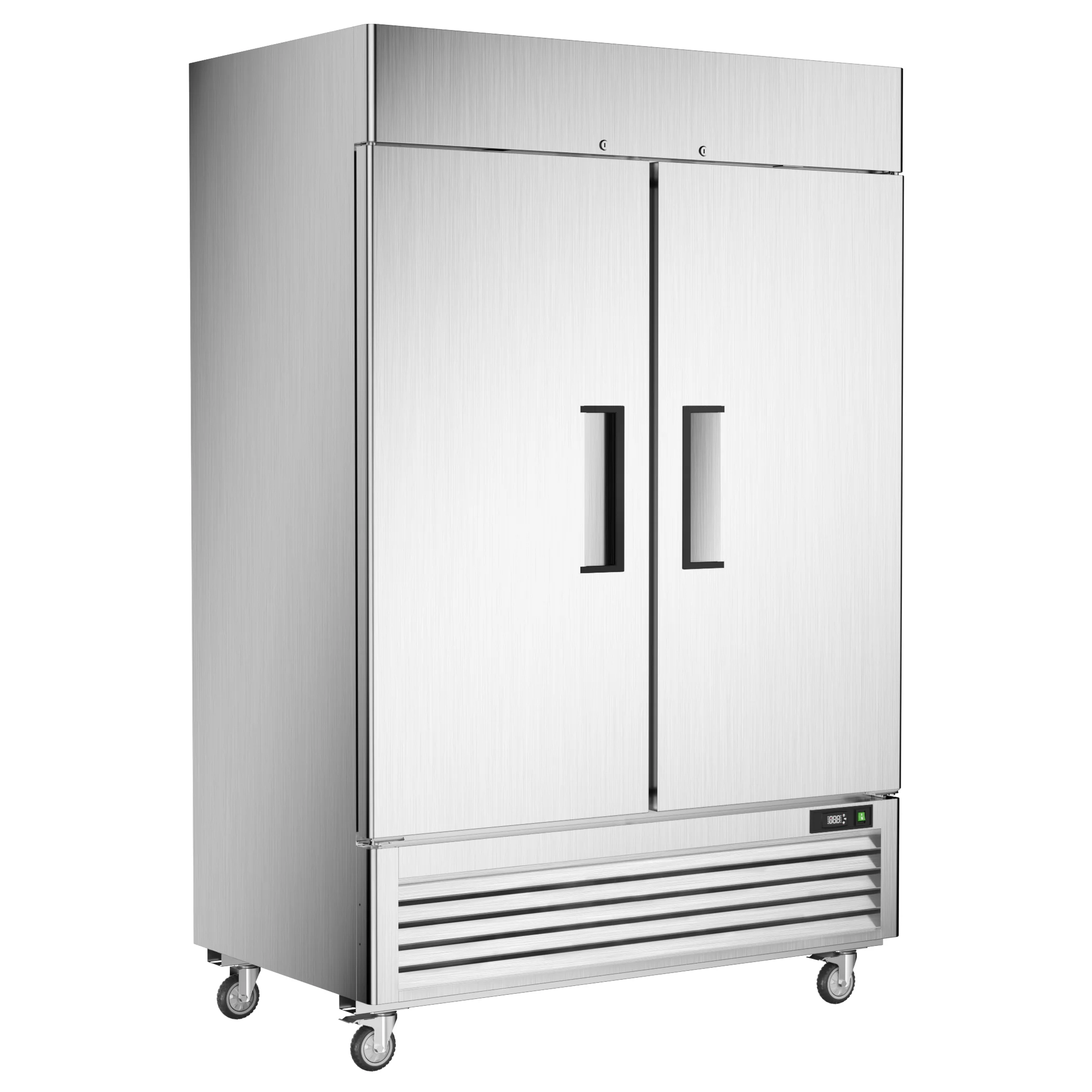 Coolski 54’’ Commercial Refrigerator with 8 Shelves, Stainless Steel Reach-in Refrigerators with 49 Cu.Ft. Capacity 2 Solid Doors for Restaurant Cafe Garage, ETL NSF Approved