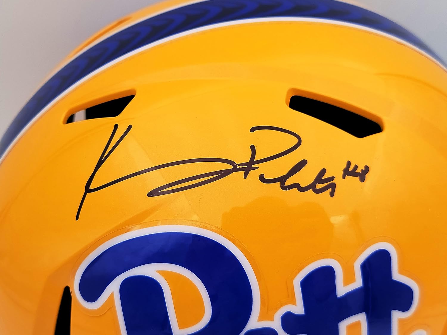 Kenny Pickett Autographed Pitt Gold Full Size Speed Helmet Beckett BAS QR