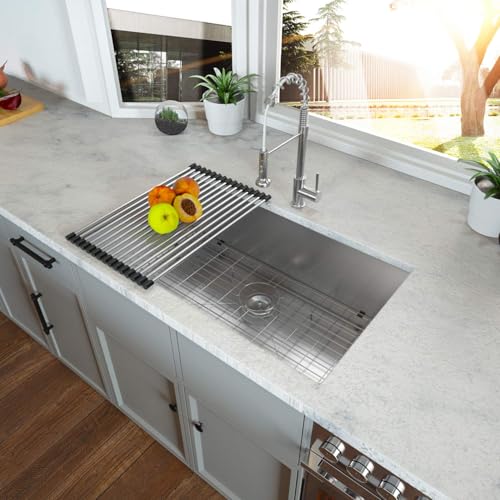 Kichae 12“ Deep Laundry Sink Undermount - 24 Inch Black Undermount Utility Sink Stainless Steel Single Bowl Under Counter Handmade Laundry Utility Room Basin