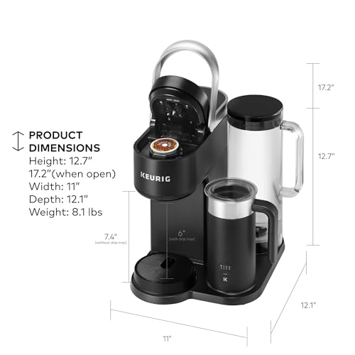 Keurig K-Cafe Single-Serve K-Cup Coffee Maker, Latte Maker and Cappuccino Maker, Comes with Dishwasher Safe Milk Frother, Coffee Shot Capability, Compatible with all Keurig K-Cup Pods, Dark Charcoal