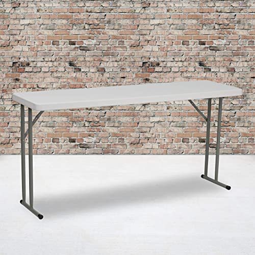Flash Furniture Kathryn 5' Plastic Folding Training and Event Table, Rectangular Folding Training Table with 330-lb. Static Weight Capacity, White