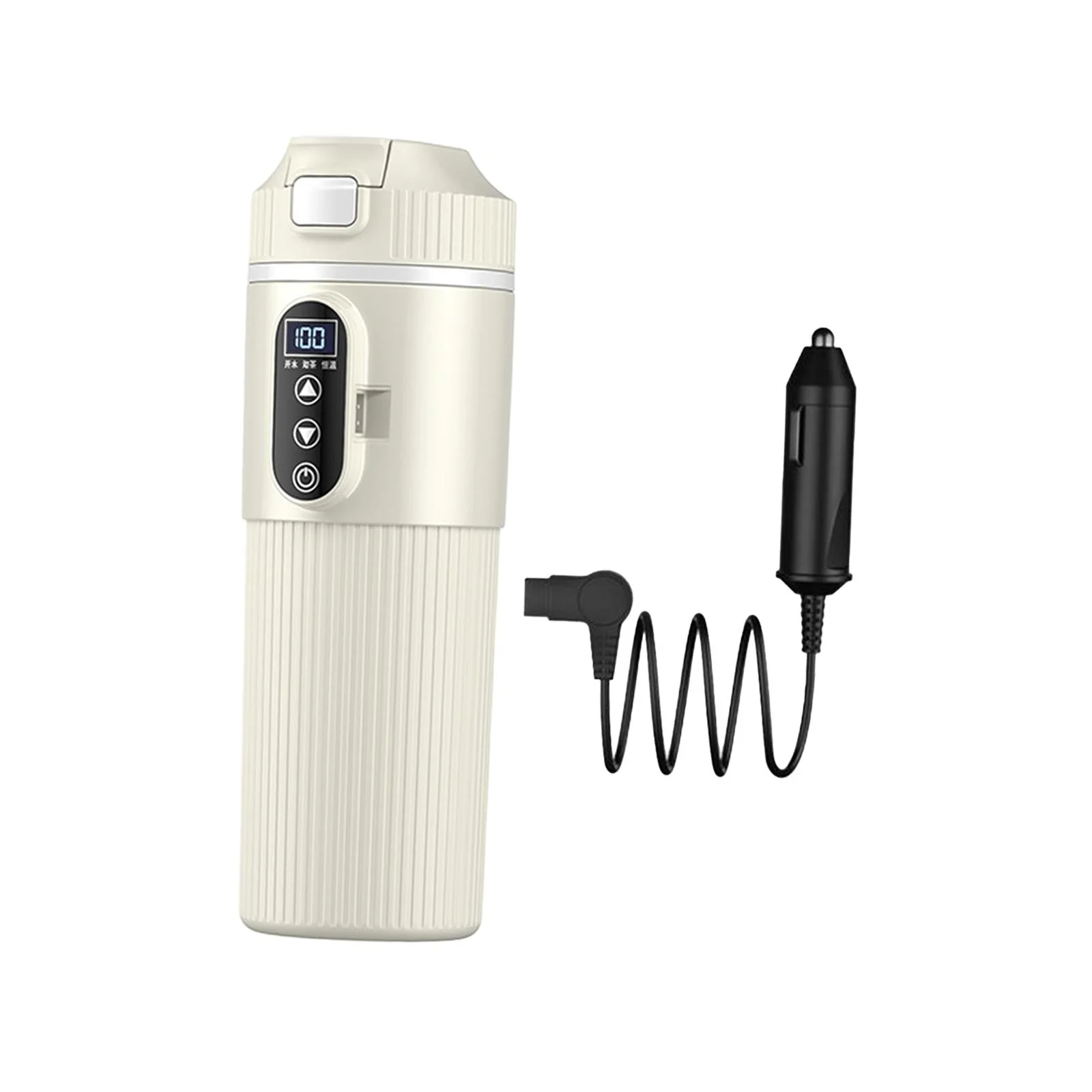 Car Heating Cup Travel Coffee Mug Easily Washing Smart Heating Car Cup Car Electric Kettle for Milk Heated Beverage Work White