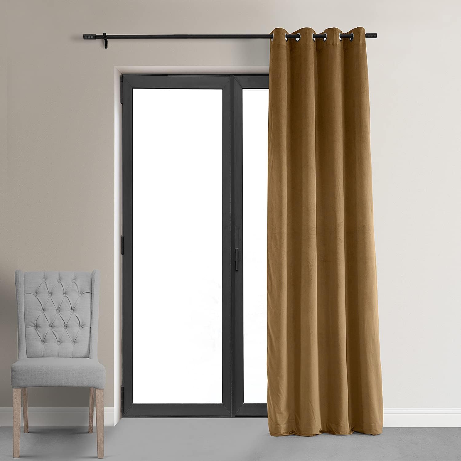 HPD Half Price Drapes Signature Grommet Blackout Velvet Curtains For Living Room 50 X 96 (1 Panel), VPCH-140805-96-GRBO, Amber Gold
