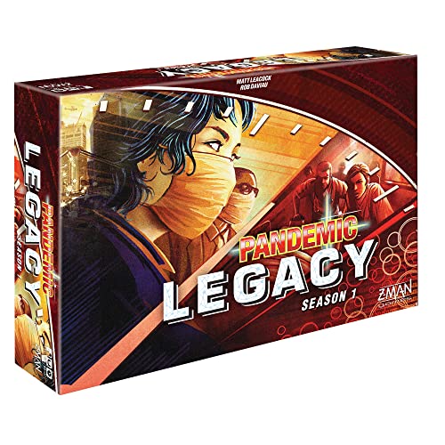 Pandemic Legacy Season 1 Board Game (Red) - Epic Year-Long Battle Against Deadly Diseases! Cooperative Strategy Game for Family Game Night, Ages 13+, 2-4 Players, 1 Hr Playtime, Made by Z-Man Games