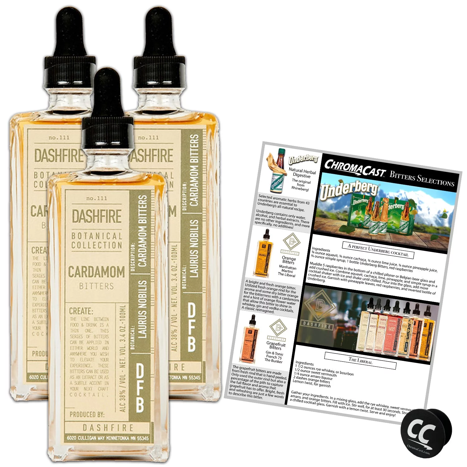 Dashfire Cardamom Cocktail Bitters 3pk, 100ml./btl.