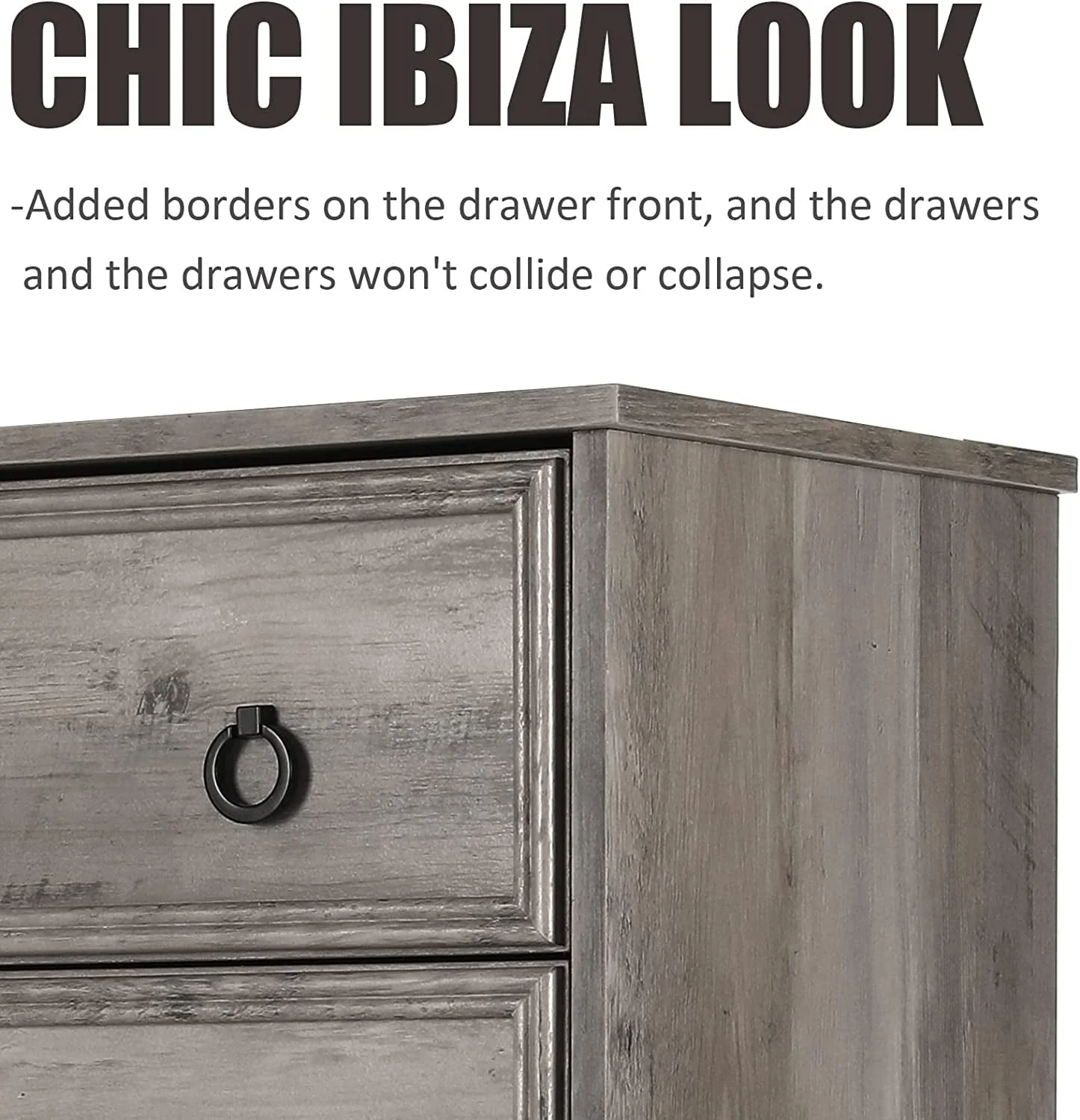 Jiekair 6 Drawer Dresser, Dressers for Bedroom,  Modern Nightstand Chest of Drawers Closet Organizers Storage Cabinet , Gray