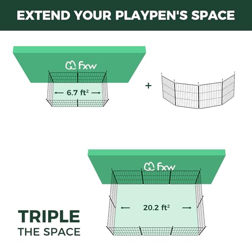 FXW MiniPaws Dog Playpen for Yard & RV Camping, Expandable 24-inch 8 Panels for Puppies and Small Dogs, Portable for Indoor and Outdoor Use