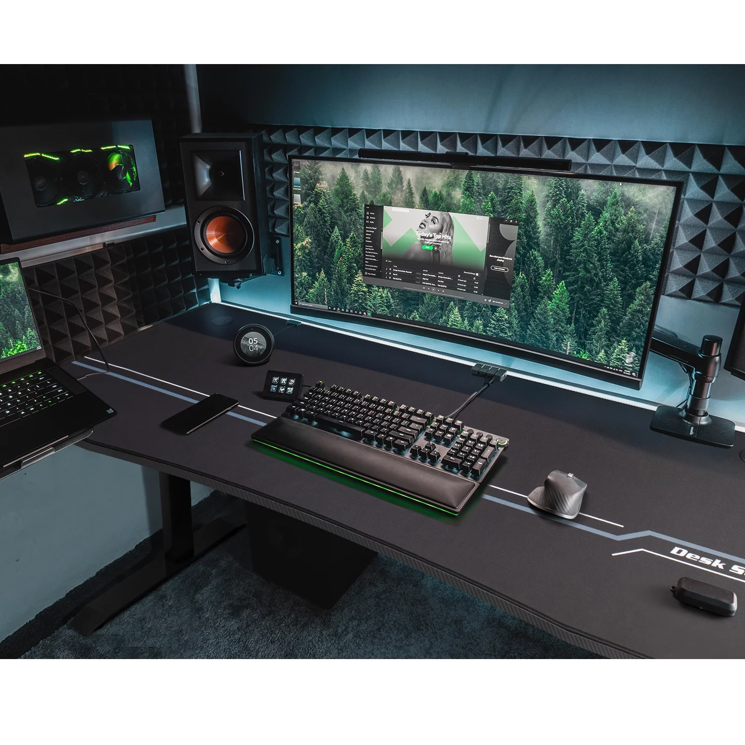 Walnew 55 inches Widen T-Shape Frame Gaming Computer Desk PC Gaming Desk Racing Style Carbon Fiber Surface Office Desk With Cup Holder and Headphone Hook (Black)